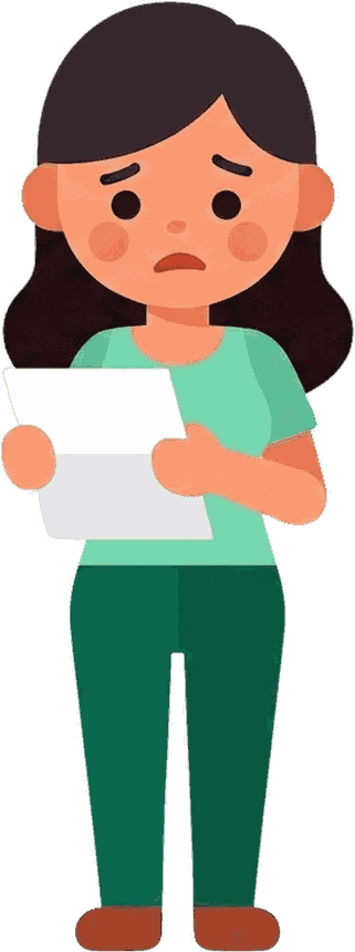 A mother opening a letter and reading it with concern